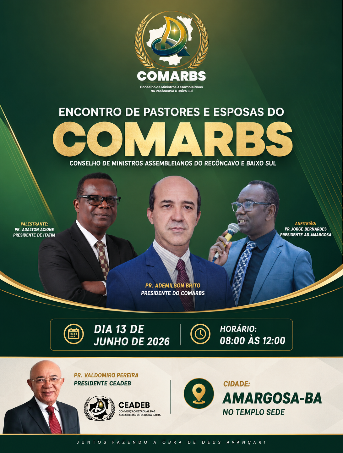 3ª Reunião Geral do COMARBS 2026 — Encontro de Pastores e Esposas em Amargosa